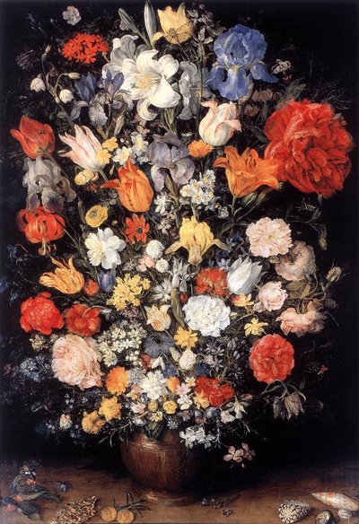 Vaso di fiori con gioielli, monete e conchiglie da Jan the Elder Brueghel